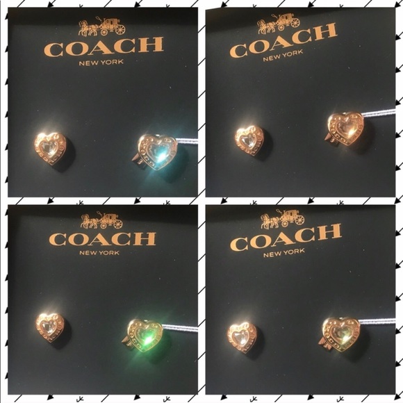 ✨COACH✨LAST 1! Rose Gold Heart Shaped Earrings NEW - Picture 3 of 6